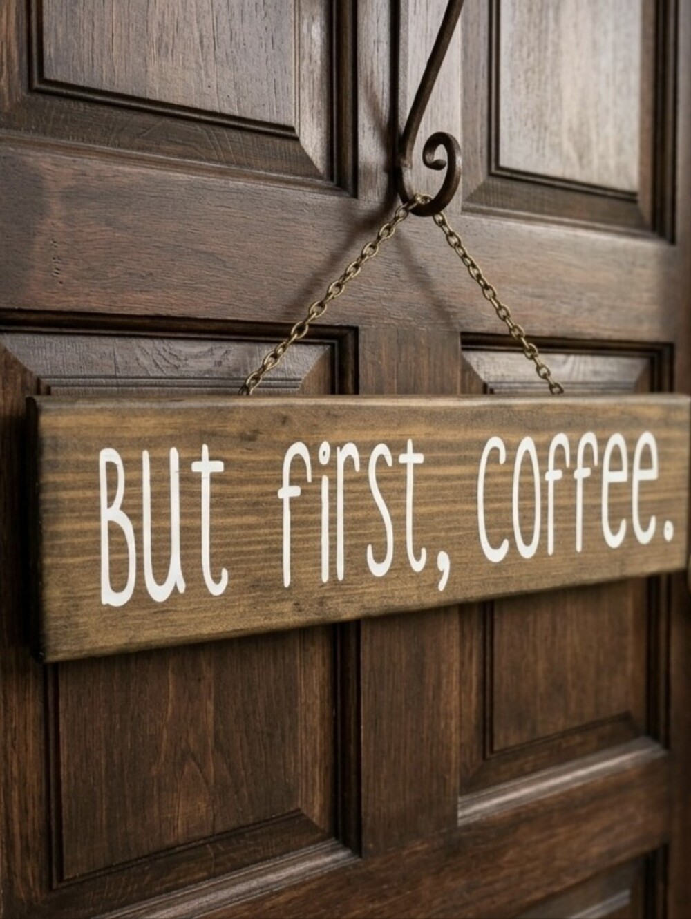 Rustic Brown "But First, Coffee" Wall Sign
